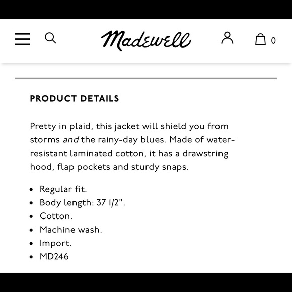 Madewell Plaid Brookwood Raincoat (sold out in stores) - Picture 8 of 8